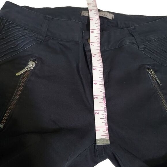 Zara Basic womens Cargo pants black color size 4 two front pockets with zipper - Picture 4 of 12